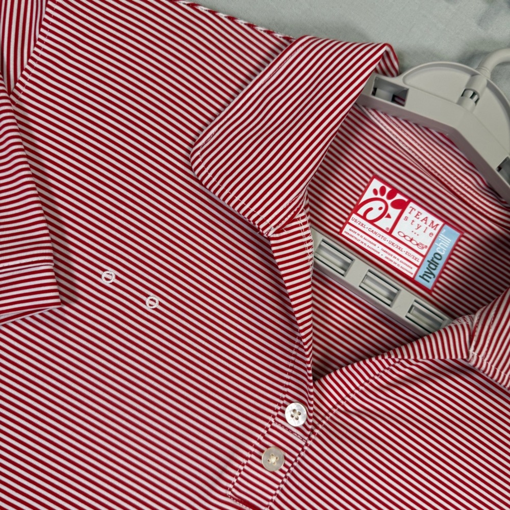 Oobe Team Style Chick-fil-A Hydrochill Polo Shirt Womens 2XL Red White Striped
